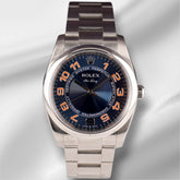 Rolex Air King 34mm Blue Concentric Dial Steel Mens Watch 114200